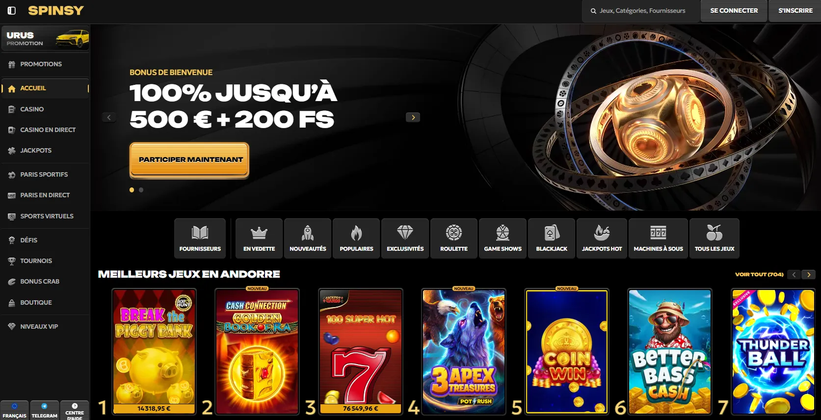 Tour d'horizon de Spinsy Casino et de son positionnement
